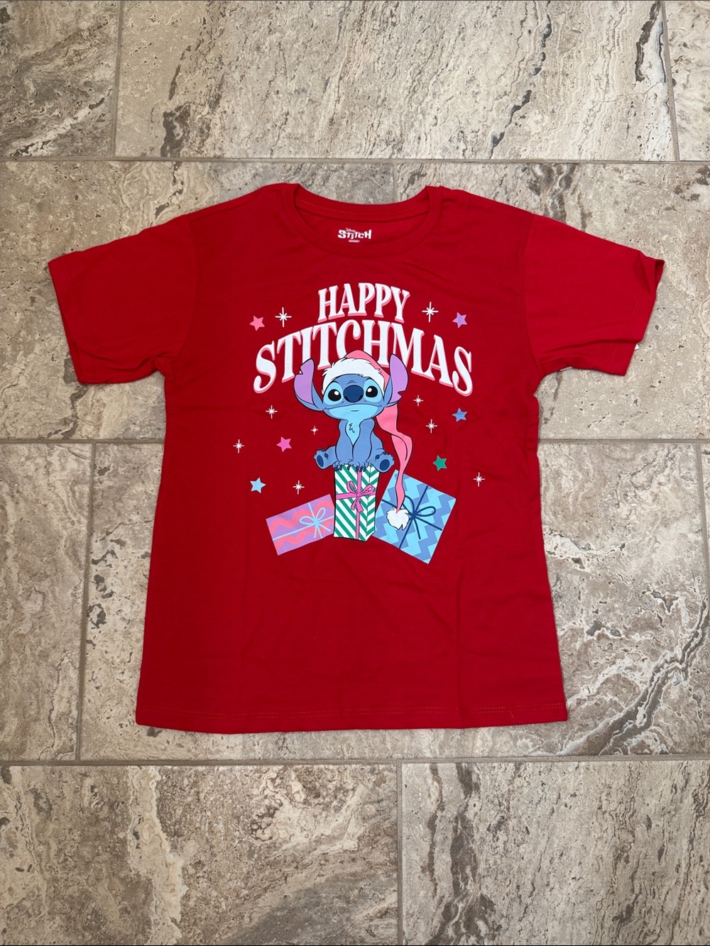 NWT Size Medium (7-8) Happy Stitchmas Stitch Graphic Tee